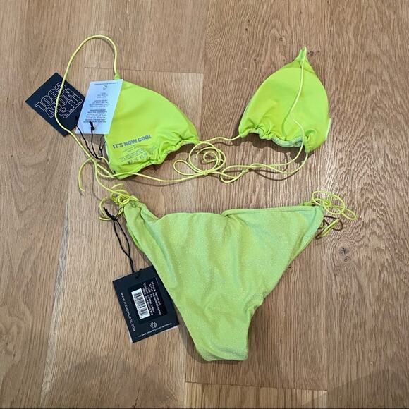 Its Now Cool - The String Bikini Top & The Gathered Tie Pant in Citrine Lurex - Picture 3 of 10